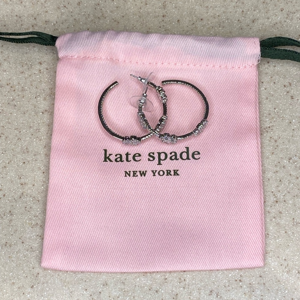 Kate Spade Gleaming Gardenia Flower Hoops NWOT